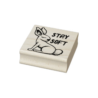 Stay Soft Spring Bunny Rabbit Rubber Stamp