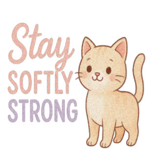 Stay Softly Strong Pastel Cat T-Shirt for Girls