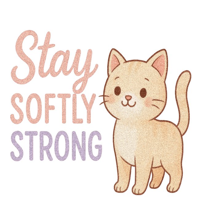 Stay Softly Strong Pastel Cat T-Shirt for Girls (Creator Uploaded)