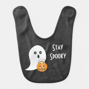 Stay Spooky Cute Ghost Trick Or Treating Orange Baby Bib