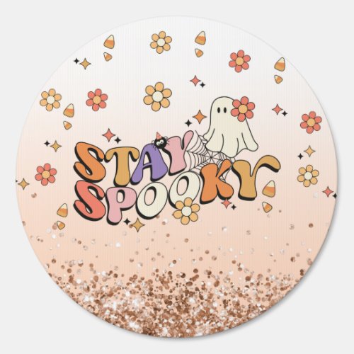 Stay Spooky Cute Retro Hippie Ghost Halloween Sign