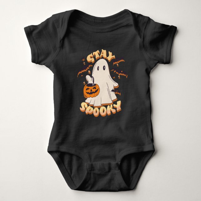 Stay Spooky Ghost Baby Bodysuit (Front)