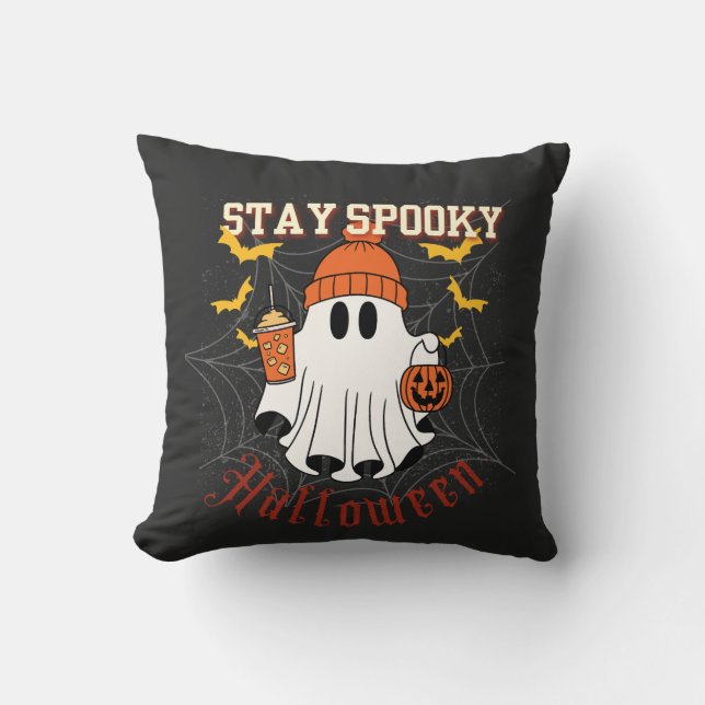 Stay Spooky Ghost Halloween  Throw Pillow (Front)