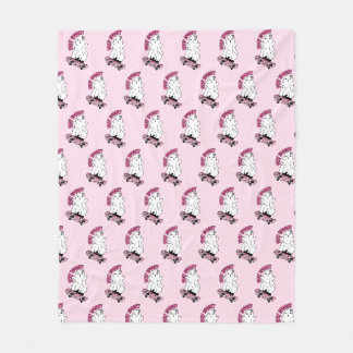 "Stay Spooky" Ghost on a Skateboard – Cool Pink Fleece Blanket