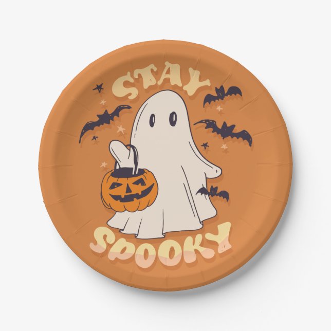Stay Spooky Ghost Paper Plates (Front)