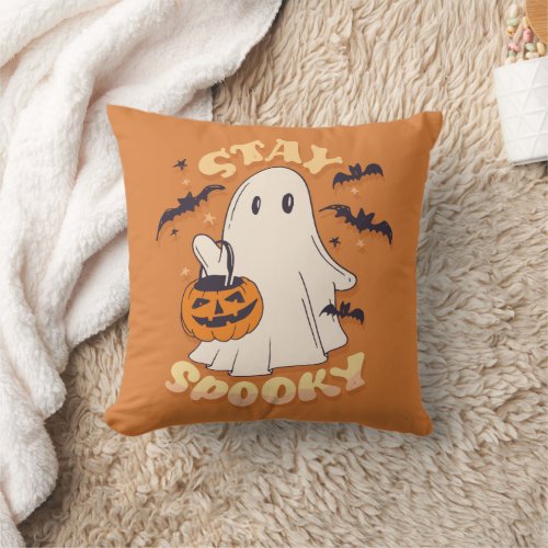 Stay Spooky Ghost Throw Pillow