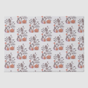 Stay Spooky Graveyard Skeleton Gray Halloween Tissue Paper