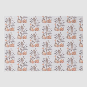 Stay Spooky Graveyard Skeleton Gray Halloween Tissue Paper