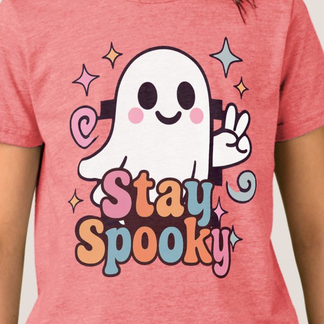 Stay Spooky Groovy Ghost Retro Pastel Halloween Tri-Blend Shirt (Celebrate Halloween season in style with this groovy ghost stay spooky design.)
