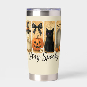 "Stay Spooky" Halloween Brush Stroke Cat Insulated Tumbler