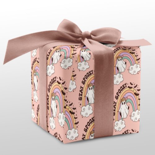 Stay Spooky Halloween Ghost Pink Wrapping Paper