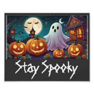 Stay Spooky, Halloween Ghosts and Pumpkins Photo Print