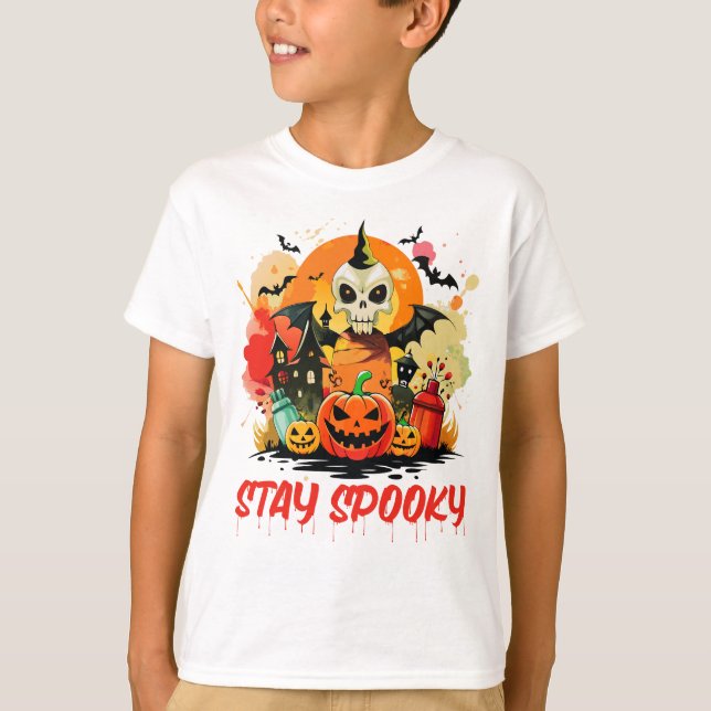 Stay Spooky Halloween Kids T-Shirt (Front)