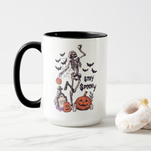 Stay Spooky Halloween Skeleton Spider Bat Pumpkin  Mug