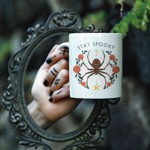 Stay Spooky Halloween Spider Two-Tone Coffee Mug