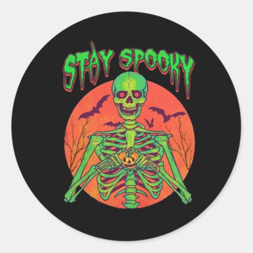 Stay Spooky Scary Halloween Creepy Skull Classic Round Sticker