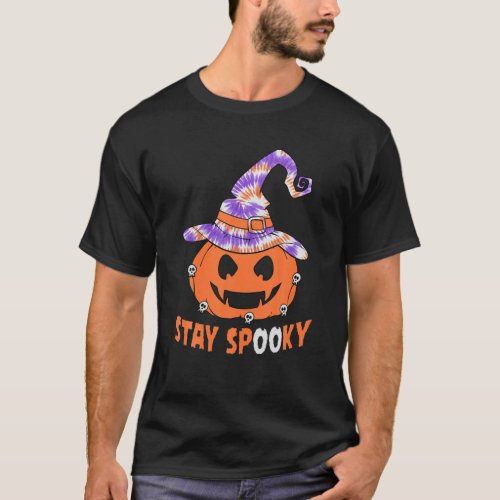 Stay Spooky Tie Dye Pumpkin Witch Lovers Halloween T_Shirt