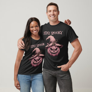 Stay Spooky Vintage Pink Witch Jack-O'-Lantern T-Shirt