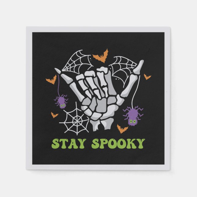 Stay Spooky with Hand Bones and Spider Webs Napkins (Front)