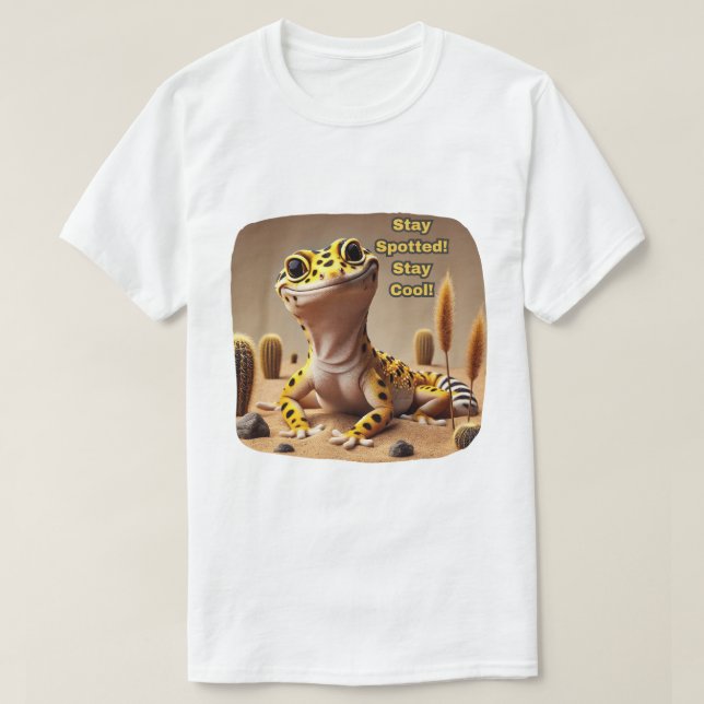 Stay Spotted, Stay Cool! Leopard Gecko T-Shirt (Design Front)