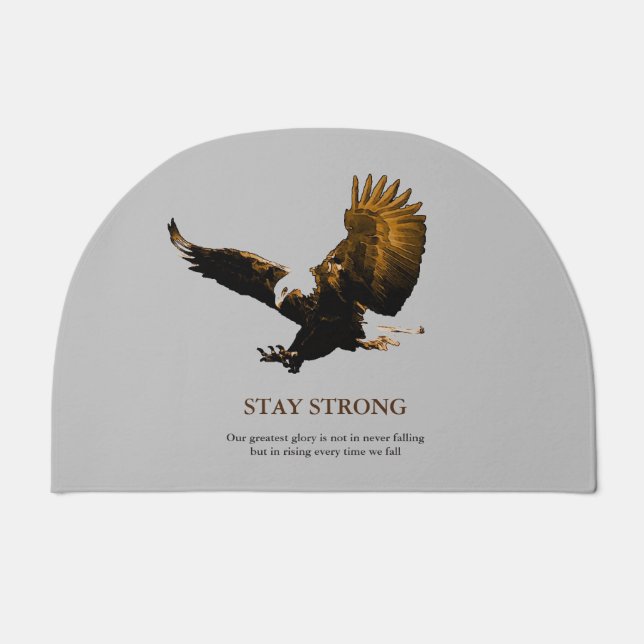 Stay Strong Bald Eagle Motivational Artwork Doormat (Front)