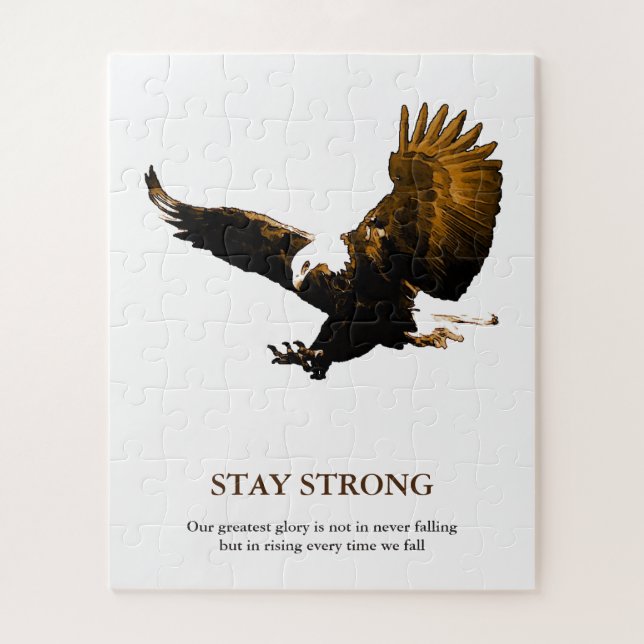 Stay Strong Bald Eagle Motivational Artwork Jigsaw Puzzle (Vertical)