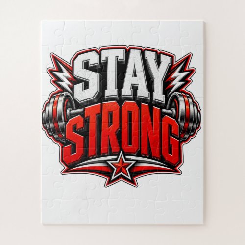 Stay Strong Fitness Motivation Gym Workout Design Jigsaw Puzzle