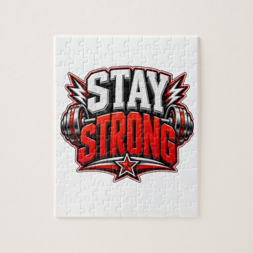 Stay Strong Fitness Motivation Gym Workout Design Jigsaw Puzzle