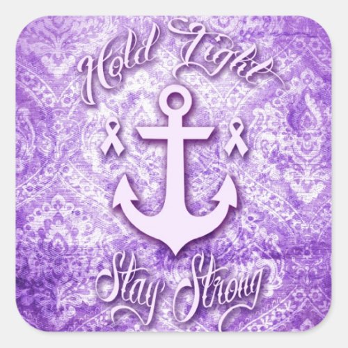 Stay strong nautical pancreatic cancer products square sticker