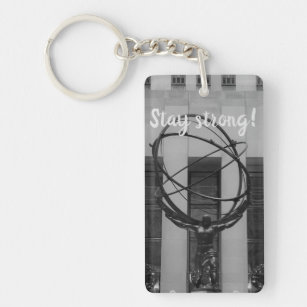 Stay Strong NYC Atlas in Rockefeller Center Statue Keychain