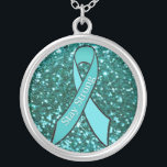 Stay Strong Ovarian Cancer Awareness Teal Necklace<br><div class="desc">Stay Strong Ovarian Cancer Awareness Ribbon Teal Necklace</div>