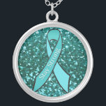 Stay Strong Ovarian Cancer Awareness Teal Necklace<br><div class="desc">Stay Strong Ovarian Cancer Awareness Ribbon Teal Necklace</div>