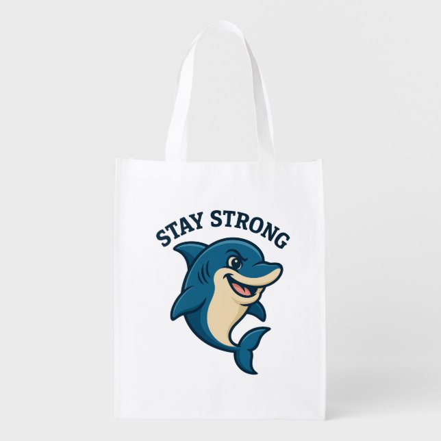 Stay Strong Splash T-Shirt Grocery Bag (Front)