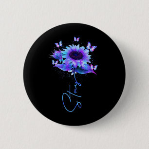 Stay Sunflower Butterfly Suicide Prevention Awaren Button