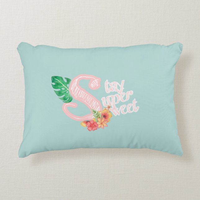 Stay Super Sweet Reversible Throw Pillow (Front)