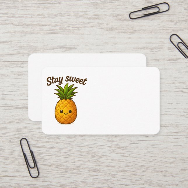 Stay Sweet – Cute Pineapple  Business Card (Front/Back In Situ)