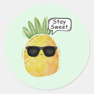 Stay Sweet Pineapple Cartoon Fun Classic Round Sticker