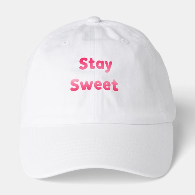 Stay Sweet Pink Typography Design 🍬 Hat (Front)
