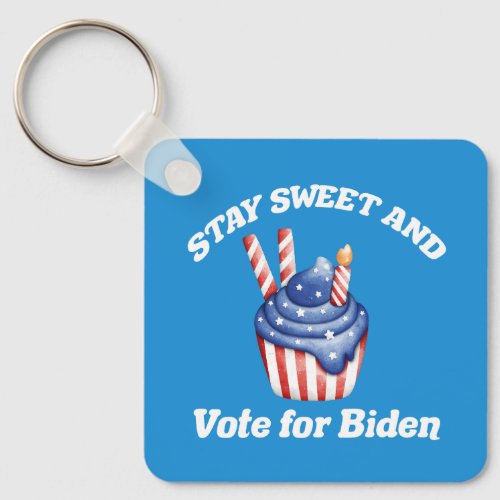 Stay Sweet Vote for Biden Cute Cupcake Election Keychain