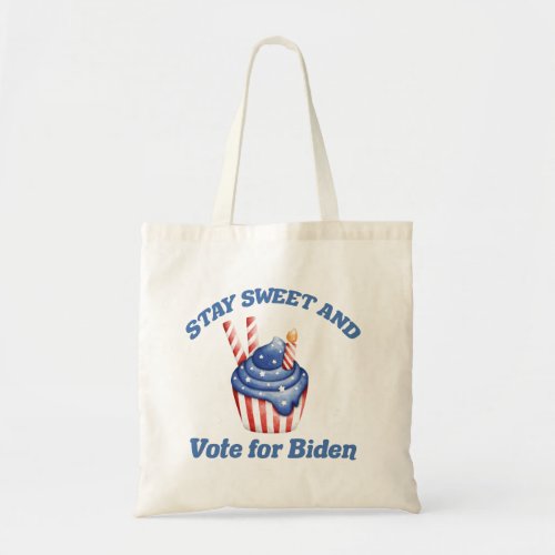 Stay Sweet Vote for Biden Cute Election Cupcake Tote Bag