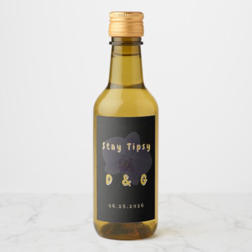 Stay Tipsy Black Gold Wedding Wine Bottle Label