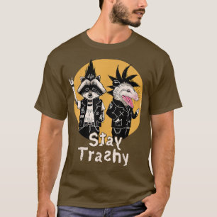 Stay Trashy Funny Raccoon Opossum Retro T-Shirt