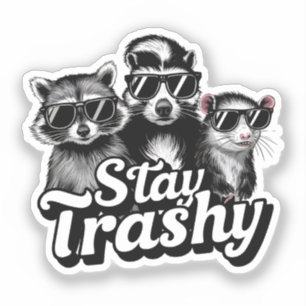 Stay Trashy Raccoon Opossum Sunglasses Art Sticker