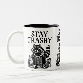 Stay Trashy Raccoon Two-Tone Coffee Mug