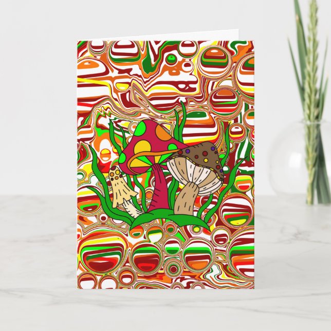 Stay Trippy, Fun Psychedelic Mushrooms Birthday Card (Front)