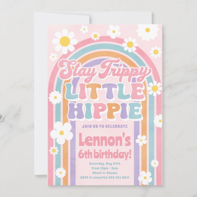 Stay Trippy Little Hippie Birthday Invitation (Front)