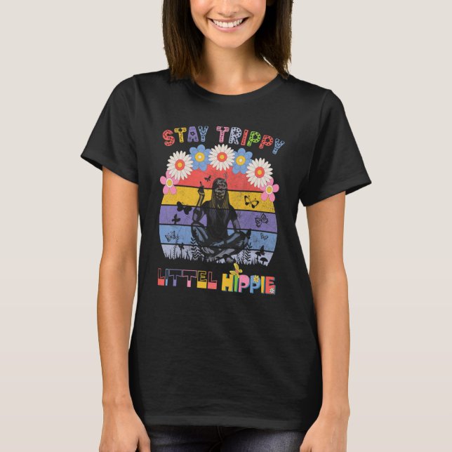 Stay Trippy Little Hippie Mushroom Farmer T-Shirt (Front)