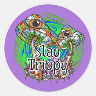 Stay Trippy Psychedelic Mushroom Eye Classic Round Sticker