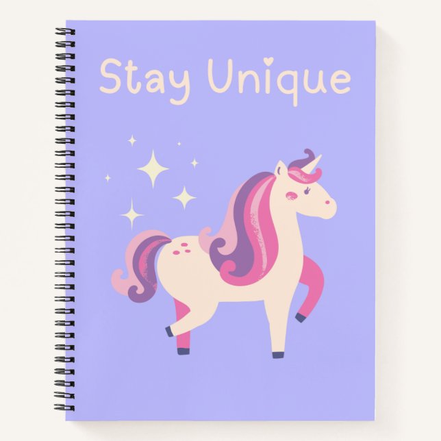 Stay Unique Unicorn Spiral Notebook (Front)