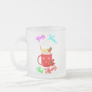Stay Warm And Merry Cinnamon Snowflakes Christmas Frosted Glass Coffee Mug